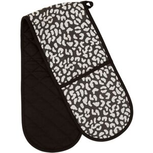Orsina Double Oven Glove, Stylish Leopard Print With Quilted Heat-Resistant Fabric, Safely Handles Hot Pots in Black Black Orsina Double Oven Glove, Stylish Leopard Print With Quilted Heat-Resistant Fabric, Safely Handles Hot Pots in Black Black