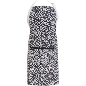 Orsina Apron, Chic Leopard Print Design With Adjustable Neck & Waist Straps, Shields Clothing During Cooking in Black Black Orsina Apron, Chic Leopard Print Design With Adjustable Neck & Waist Straps, Shields Clothing During Cooking in Black Black