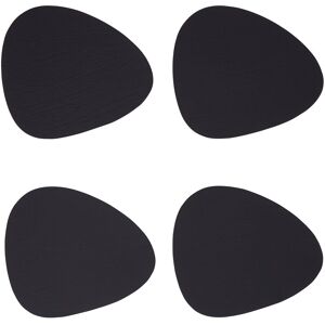 Orsina Catlins 4Pc Pebble Black Leather Coasters Black Orsina Catlins 4Pc Pebble Black Leather Coasters Black