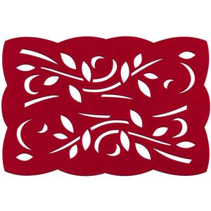 Orsina Set of Two Red Felt Leaf Design Placemats, Durable Heat-Resistant Table Mats for Dining Red Orsina Set of Two Red Felt Leaf Design Placemats, Durable Heat-Resistant Table Mats for Dining Red