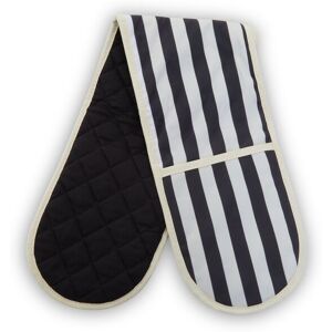 Orsina Double Oven Glove, Butcher Stripe Design in Navy & White, Quilted Heat-Resistant Cotton Fabric in White White Orsina Double Oven Glove, Butcher Stripe Design in Navy & White, Quilted Heat-Resistant Cotton Fabric in White White