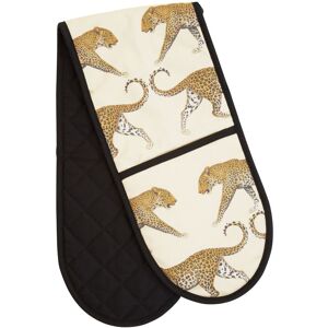 Orsina Double Oven Glove, Quilted Heat-Resistant Fabric with Monochrome Leopard Print, Safely Handles Hot Cookware in White White Orsina Double Oven Glove, Quilted Heat-Resistant Fabric with Monochrome Leopard Print, Safely Handles Hot Cookware in White White