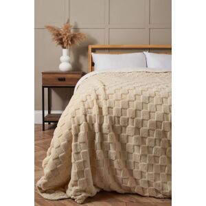 BHS Checkerboard Throw with Sherpa in Natural Size: Small Natural Small BHS Checkerboard Throw with Sherpa in Natural Size: Small Natural Small