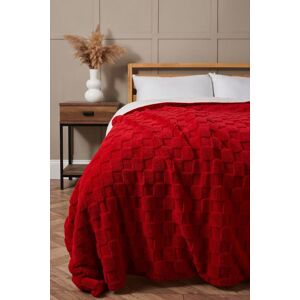 BHS Checkerboard Throw with Sherpa in Red Size: Small Red Small BHS Checkerboard Throw with Sherpa in Red Size: Small Red Small