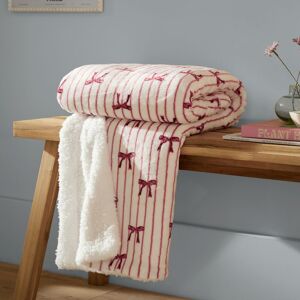 Furn Noortje Bows Sherpa Fleece Throw in Pink Size: 130 cm x 180 cm Pink 130 cm x 180 cm Furn Noortje Bows Sherpa Fleece Throw in Pink Size: 130 cm x 180 cm Pink 130 cm x 180 cm