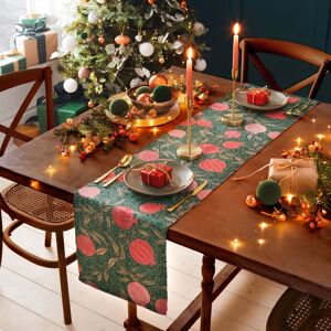 Paoletti Pomegranate Washable Abstract Table Runner in Green Green Paoletti Pomegranate Washable Abstract Table Runner in Green Green