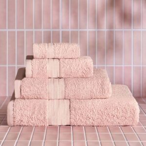 OHS 4 Pack of 100% Cotton Bathroom Hand Towel in Light Pink Light Pink OHS 4 Pack of 100% Cotton Bathroom Hand Towel in Light Pink Light Pink