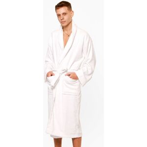 OHS Men's Towel Bath Robe Dressing Gown 100% Cotton in White White One Size OHS Men's Towel Bath Robe Dressing Gown 100% Cotton in White White One Size