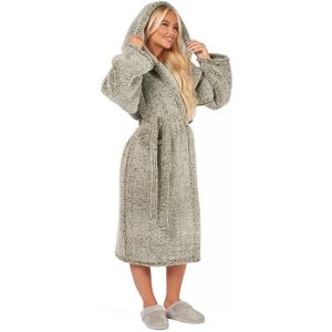 OHS Teddy Marl Fleece Adults Dressing Gown Full-Length Robe in Grey Grey One Size OHS Teddy Marl Fleece Adults Dressing Gown Full-Length Robe in Grey Grey One Size