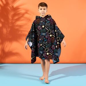 OHS Gaming Poncho Beach Towel Kids Hooded Quick Dry Microfibre Holiday in Black Black OHS Gaming Poncho Beach Towel Kids Hooded Quick Dry Microfibre Holiday in Black Black