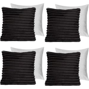 OHS 4 x Faux Fur Thick Rib Filled Cushion Covers in Black Size: 45 cm x 45 cm Black 45 cm x 45 cm OHS 4 x Faux Fur Thick Rib Filled Cushion Covers in Black Size: 45 cm x 45 cm Black 45 cm x 45 cm