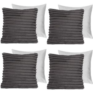 OHS - Faux Fur Scatter Cushions 4-pack - Charcoal Grey - 45x45 - Cushions OHS - Faux Fur Scatter Cushions 4-pack - Charcoal Grey - 45x45 - Cushions