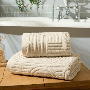 OHS Arch Jacquard Bath Hand Towel Cotton Bathroom Absorbent Quick Drying Cloth in Cream Cream OHS Arch Jacquard Bath Hand Towel Cotton Bathroom Absorbent Quick Drying Cloth in Cream Cream