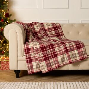 OHS Tartan Check Throw Over Bed Blanket Sherpa Fleece Warm Soft Plush Cosy Sofa Xmas in Red Red OHS Tartan Check Throw Over Bed Blanket Sherpa Fleece Warm Soft Plush Cosy Sofa Xmas in Red Red