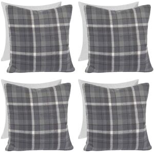 OHS Woven Check Cushion Covers Tartan Pack of 4 Filled Case Pad Set in Charcoal Size: 45 cm x 45 cm Charcoal 45 cm x 45 cm OHS Woven Check Cushion Covers Tartan Pack of 4 Filled Case Pad Set in Charcoal Size: 45 cm x 45 cm Charcoal 45 cm x 45 cm