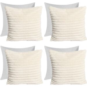 OHS 4 x Faux Fur Thick Rib Filled Cushion Covers in Natural Size: 45 cm x 45 cm Natural 45 cm x 45 cm OHS 4 x Faux Fur Thick Rib Filled Cushion Covers in Natural Size: 45 cm x 45 cm Natural 45 cm x 45 cm