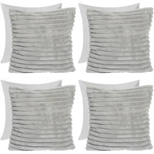 OHS 4 x Faux Fur Thick Rib Filled Cushion Covers in Light Grey Size: 45 cm x 45 cm Light Grey 45 cm x 45 cm OHS 4 x Faux Fur Thick Rib Filled Cushion Covers in Light Grey Size: 45 cm x 45 cm Light Grey 45 cm x 45 cm