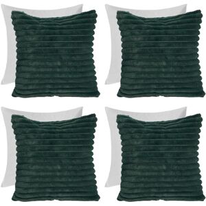 OHS 4 x Faux Fur Thick Rib Filled Cushion Covers in Green Size: 45 cm x 45 cm Green 45 cm x 45 cm OHS 4 x Faux Fur Thick Rib Filled Cushion Covers in Green Size: 45 cm x 45 cm Green 45 cm x 45 cm