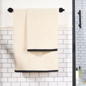 OHS Border Trim Premium Cotton Bath Towel Sheet Soft Absorbent in Cream Cream OHS Border Trim Premium Cotton Bath Towel Sheet Soft Absorbent in Cream Cream