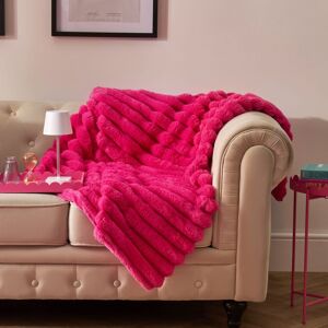 OHS Jumbo Faux Fur Fleece Throw Ribbed Fluffy Blanket in Bright Pink Size: 120 cm x 150 cm Bright Pink 120 cm x 150 cm OHS Jumbo Faux Fur Fleece Throw Ribbed Fluffy Blanket in Bright Pink Size: 120 cm x 150 cm Bright Pink 120 cm x 150 cm