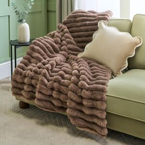 OHS Jumbo Faux Fur Fleece Throw Ribbed Fluffy Blanket in Light Brown Size: 120 cm x 150 cm Light Brown 120 cm x 150 cm OHS Jumbo Faux Fur Fleece Throw Ribbed Fluffy Blanket in Light Brown Size: 120 cm x 150 cm Light Brown 120 cm x 150 cm