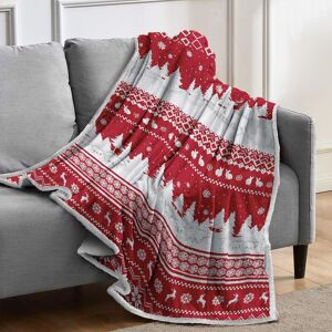 Velosso Cosy Sherpa Fleece Blanket in Nordic Print - Warm Throw for Sofa, Bed in Red Size: 125 cm x 150 cm Red 125 cm x 150 cm Velosso Cosy Sherpa Fleece Blanket in Nordic Print - Warm Throw for Sofa, Bed in Red Size: 125 cm x 150 cm Red 125 cm x 150 cm