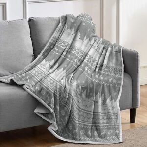 Velosso Cosy Sherpa Fleece Blanket in Nordic Print - Warm Throw for Sofa, Bed in Grey Size: 125 cm x 150 cm Grey 125 cm x 150 cm Velosso Cosy Sherpa Fleece Blanket in Nordic Print - Warm Throw for Sofa, Bed in Grey Size: 125 cm x 150 cm Grey 125 cm x 150 cm