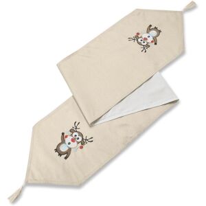 Luxury Living Reindeer Christmas Table Runner in Cream Cream Luxury Living Reindeer Christmas Table Runner in Cream Cream