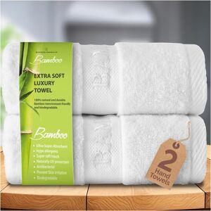 GC GAVENO CAVAILIA Bamboo Hand Towels - 500 gsm, 2 Pack - White GC GAVENO CAVAILIA Bamboo Hand Towels - 500 gsm, 2 Pack - White