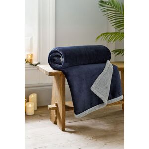 Deyongs Hazelwood Super Soft Flannel & Sherpa Throw - 130 x 170cm Fleece Blanket in Navy Size: 130 cm x 170 cm Navy 130 cm x 170 cm Deyongs Hazelwood Super Soft Flannel & Sherpa Throw - 130 x 170cm Fleece Blanket in Navy Size: 130 cm x 170 cm Navy 130 cm x 170 cm