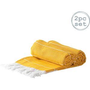 Nicola Spring 100% Cotton Towel Striped Turkish Style Blanket Bath Sheet - 170 x 90cm (x2) in Mustard Mustard Nicola Spring 100% Cotton Towel Striped Turkish Style Blanket Bath Sheet - 170 x 90cm (x2) in Mustard Mustard
