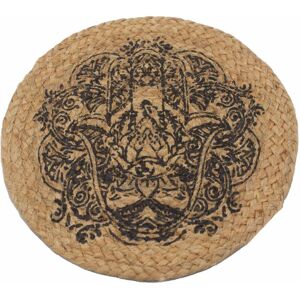 KDMD Natural Place Mat - Jute - Hamsa Print in Brown Brown KDMD Natural Place Mat - Jute - Hamsa Print in Brown Brown