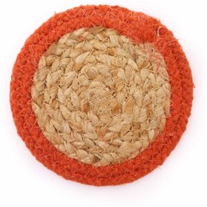 KDMD Natural Coaster - Jute & Cotton 10cm (set of 4) - Clay Boarder in Red Red KDMD Natural Coaster - Jute & Cotton 10cm (set of 4) - Clay Boarder in Red Red