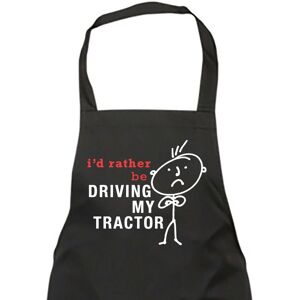 60 SECOND MAKEOVER Men's I'd Rather Be Driving My Tractor Black Apron Black 60 SECOND MAKEOVER Men's I'd Rather Be Driving My Tractor Black Apron Black