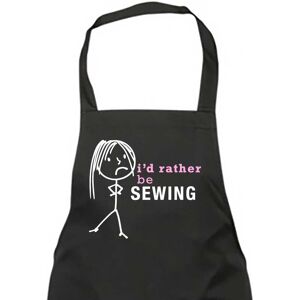 60 SECOND MAKEOVER Women's I'd Rather Be Sewing Apron in Black Black 60 SECOND MAKEOVER Women's I'd Rather Be Sewing Apron in Black Black