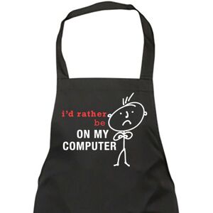 60 SECOND MAKEOVER Men's I'd Rather Be On My Computer Black Apron Black 60 SECOND MAKEOVER Men's I'd Rather Be On My Computer Black Apron Black