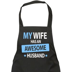 60 SECOND MAKEOVER Men's My Wife Has An Awesome Husband Black Apron Black 60 SECOND MAKEOVER Men's My Wife Has An Awesome Husband Black Apron Black