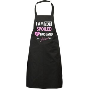 60 SECOND MAKEOVER Women's I'm Not Spoiled My Husband Just Loves Me Apron in Black Black 60 SECOND MAKEOVER Women's I'm Not Spoiled My Husband Just Loves Me Apron in Black Black