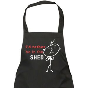60 SECOND MAKEOVER Men's I'd Rather Be In The Shed Apron in Black Black 60 SECOND MAKEOVER Men's I'd Rather Be In The Shed Apron in Black Black