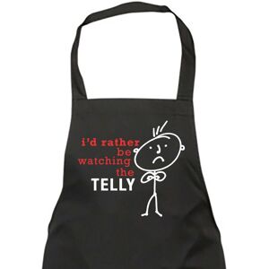 60 SECOND MAKEOVER Men's I'd Rather Be Watching The Telly Apron in Black Black 60 SECOND MAKEOVER Men's I'd Rather Be Watching The Telly Apron in Black Black