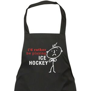 60 SECOND MAKEOVER Men's I'd Rather Be Playing Ice Hockey Black Apron Black 60 SECOND MAKEOVER Men's I'd Rather Be Playing Ice Hockey Black Apron Black