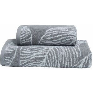 Fusion 'Matteo' Luxury 100% Cotton Leaf Motif Jacquard Towel in Grey Size: Bath Sheet Grey Bath Sheet Fusion 'Matteo' Luxury 100% Cotton Leaf Motif Jacquard Towel in Grey Size: Bath Sheet Grey Bath Sheet