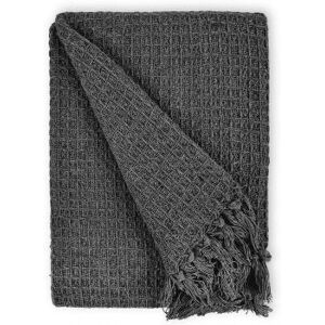 New Edge Blinds Waffle Collection Cotton Throw in Dark Grey Size: 228 cm x 254 cm Dark Grey 228 cm x 254 cm New Edge Blinds Waffle Collection Cotton Throw in Dark Grey Size: 228 cm x 254 cm Dark Grey 228 cm x 254 cm