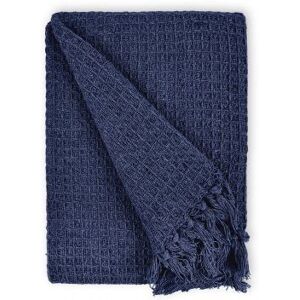New Edge Blinds Waffle Collection Cotton Throw in Blue Size: 228 cm x 254 cm Blue 228 cm x 254 cm New Edge Blinds Waffle Collection Cotton Throw in Blue Size: 228 cm x 254 cm Blue 228 cm x 254 cm