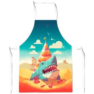 Warren Reed - Designer Shark On A Beach Holiday Apron in Yellow Yellow Warren Reed - Designer Shark On A Beach Holiday Apron in Yellow Yellow