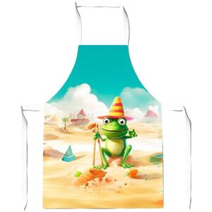 Warren Reed - Designer Happy Frog On A Beach Holiday Apron in Yellow Yellow Warren Reed - Designer Happy Frog On A Beach Holiday Apron in Yellow Yellow