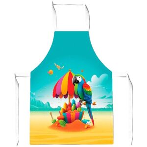 Warren Reed - Designer Parrot On A Beach Holiday Apron in Yellow Yellow Warren Reed - Designer Parrot On A Beach Holiday Apron in Yellow Yellow