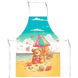 Warren Reed - Designer Lucky Teddy Bear On A Beach Holiday Junior Apron in Yellow Yellow Warren Reed - Designer Lucky Teddy Bear On A Beach Holiday Junior Apron in Yellow Yellow