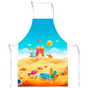 Warren Reed - Designer Fishes On A Beach Holiday Apron in Yellow Yellow Warren Reed - Designer Fishes On A Beach Holiday Apron in Yellow Yellow