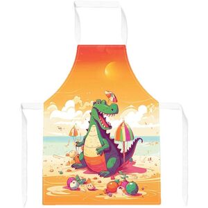 Warren Reed - Designer Crocodile On A Beach Holiday Apron in Yellow Yellow Warren Reed - Designer Crocodile On A Beach Holiday Apron in Yellow Yellow